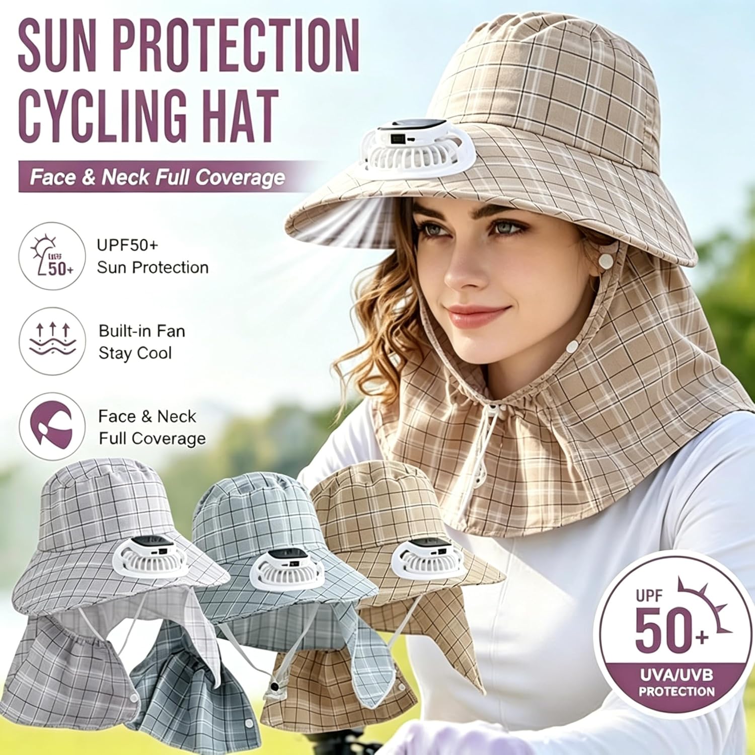 Visor Sun Hat - 1 Adet Güneş Enerjili Boyun Koruyucu