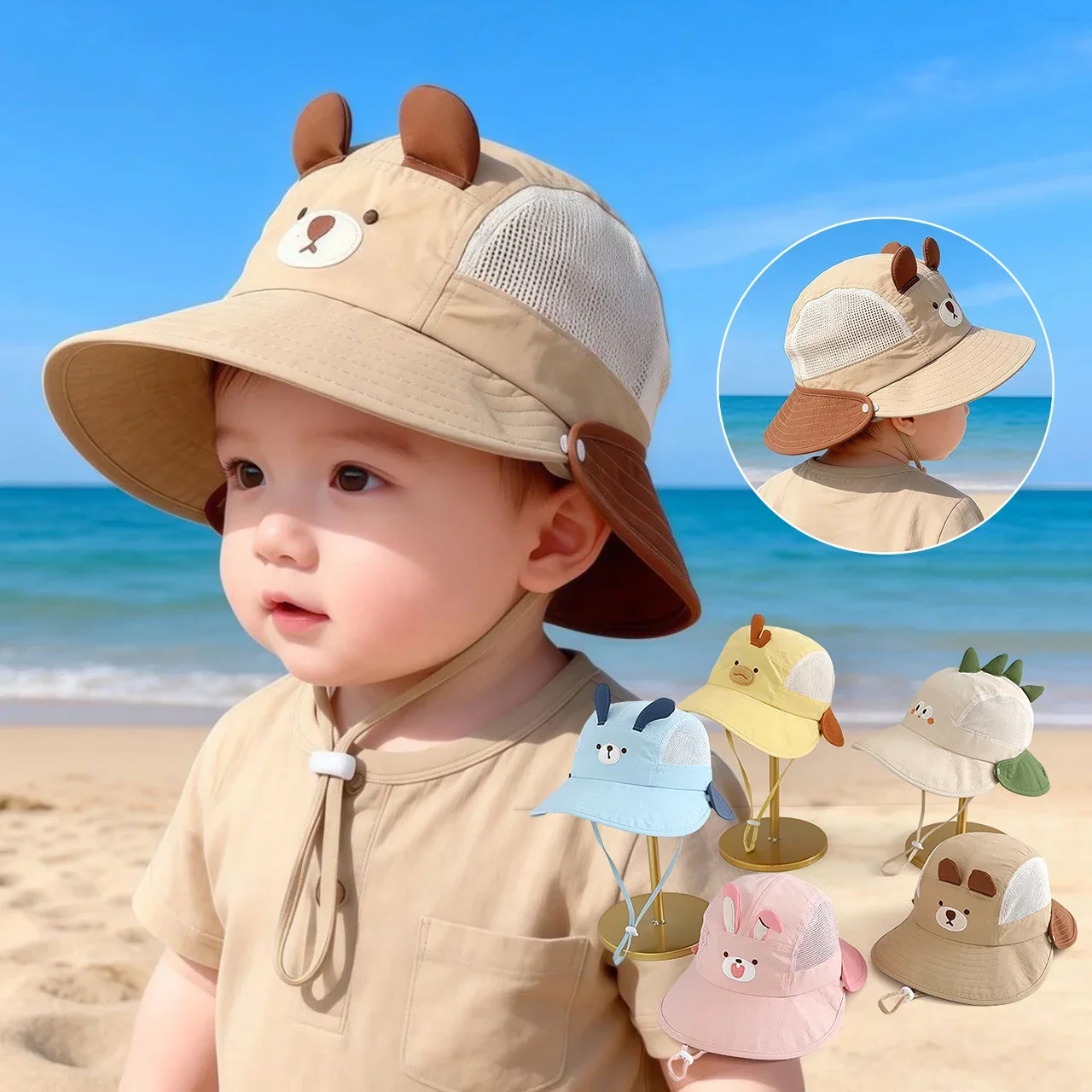 Visor Sun Hat - Bebek Karikatür Ayı Tavşan Kulaklı Güneş