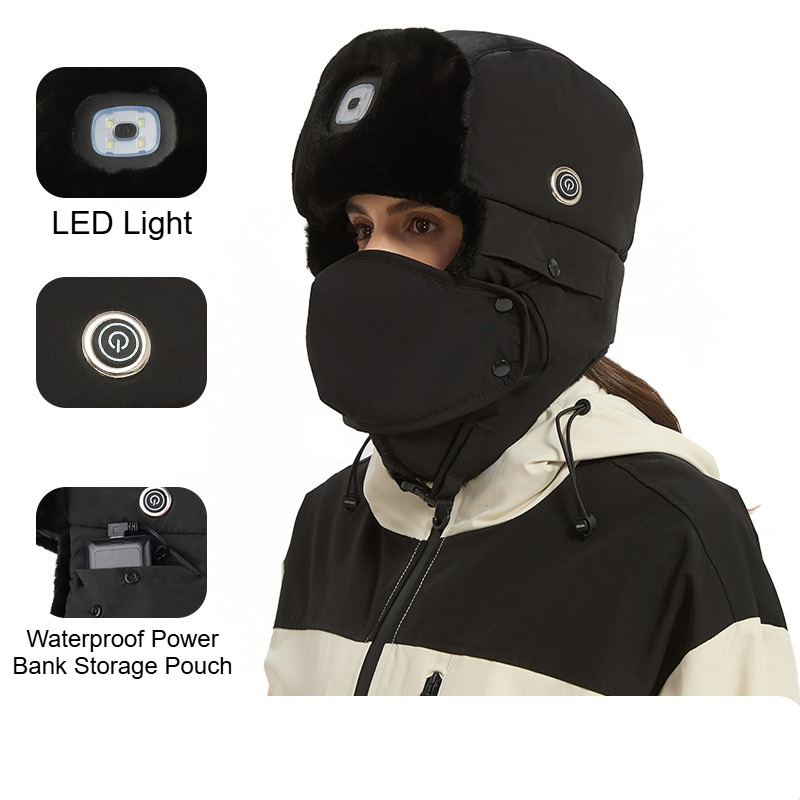 Winter Trapper Hat - USB Şarjlı Kalınlaştırılmış Isıtmalı Kayak Şapkası